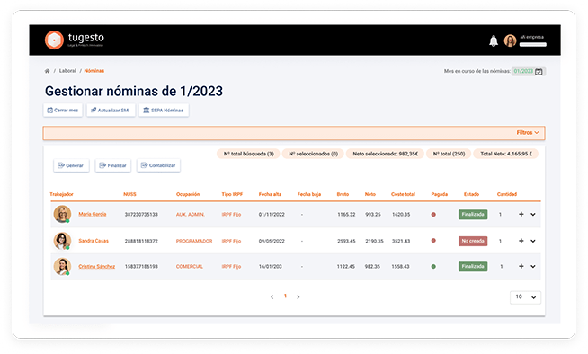 Descubre nuestro software de nóminas y sus ventajas Este es el software de nóminas y RRHH de tugesto para pymes y autónomos